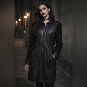 Wilsons Leather Women’s Black Thinsulate Midi Jacket Moto Biker Goth Y2K Retro